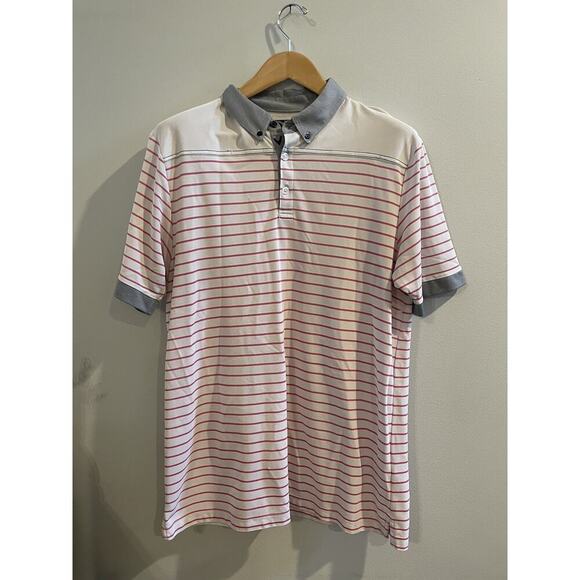 Callaway Men's Short Sleeve Golf Polo Opti Dri XLT-Extra Large Tall Pink Stripe - Picture 1 of 4